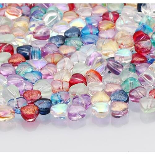 20-100pcs Colorful Mixed Glass Beads 6mm Heart-Shaped Loose Spacer Beads For Jewelry Making Diy Necklace Bracelet Accessories