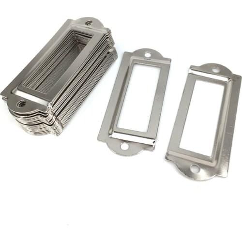 Silver Color Drawer cabinet Tag card Index File Label Frame Holders with Screws 60*24mm
