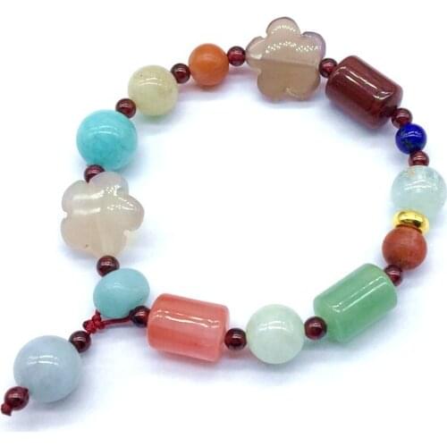 2019 New Fashion Stone Bead Drop Charm Bracelet Elastic Beaded Bangle Blue Aquamarines Agates For Girl Gift Party Jewelry