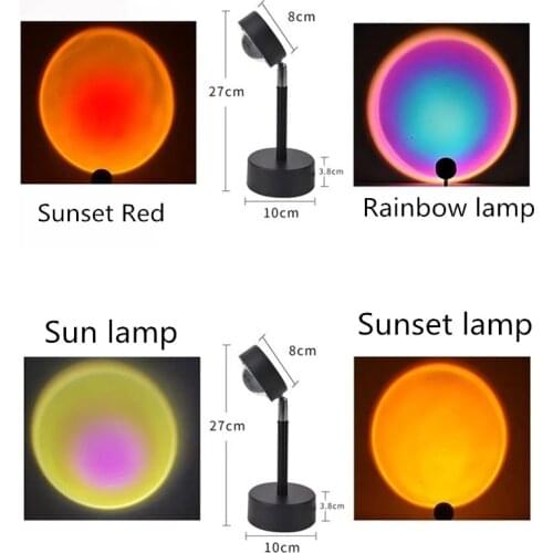 2021 Sunset lights USB 5V Rainbow Projector Sun Lamp Atmosphere Led Night Light Home Coffe Shop Background Wall Home Decoration
