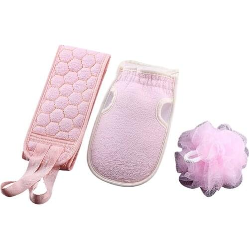 3pcs/set Bath Gloves Brush Ball Home Bath Shower Body Cleaning Washcloth Back Scrubber Set Exfoliating Skin Towel Bath Gloves