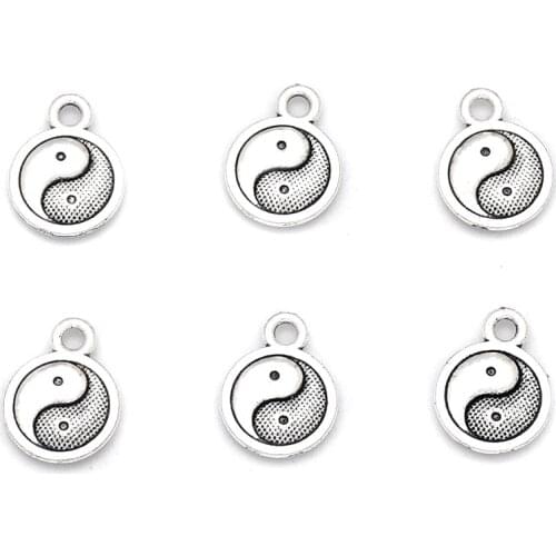 30pcs Charms Tai Chi Yin Yang 13.3x10.1mm Antique Silver Color Plated Pendants Making DIY Handmade Tibetan Silver Color Jewelry