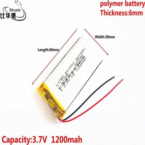 Liter energy battery 3.7V 1200MAH 603060 Lithium Polymer LiPo Rechargeable Battery For Mp3 headphone PAD DVD bluetooth camera