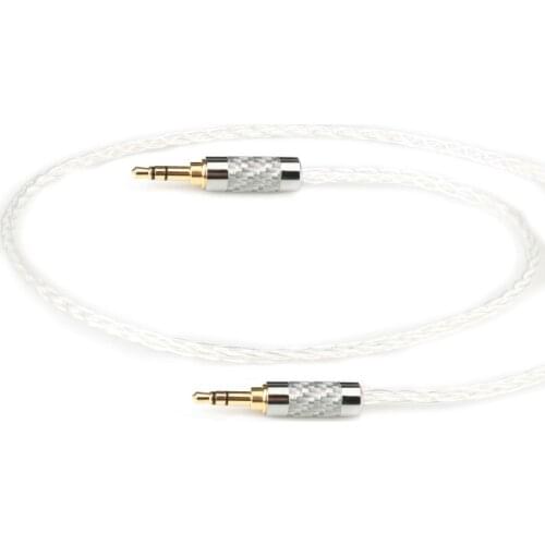 Audiocrast 7N OCC 8 Croes Silver-plated 3.5mm to 3.5mm Male to Male Aux Audio Cable for Car head-mounted Headphone Wire Line