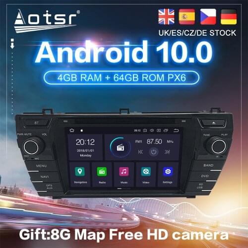 Android 10.0 PX6 For Toyota Corolla 11 2013 - 2016 Car GPS Navigation Radio Auto Stereo DVD Multimedia Player DSP HeadUnit 2Din