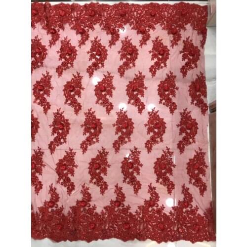 Free shipping New pattern 5yards ST63# Wine red mesh lace fabric for bridal wedding dress/sawing