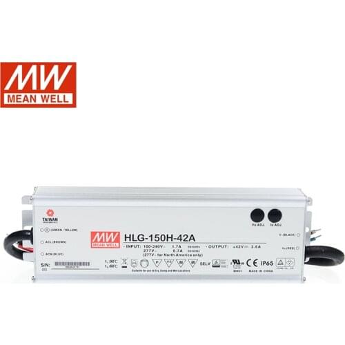 MEAN WELL LED Power Supply HLG-150H-42A 42V Adjustable LED driver 110V/220V AC to 42V DC 3.6A 150W waterproof IP65 Transformer