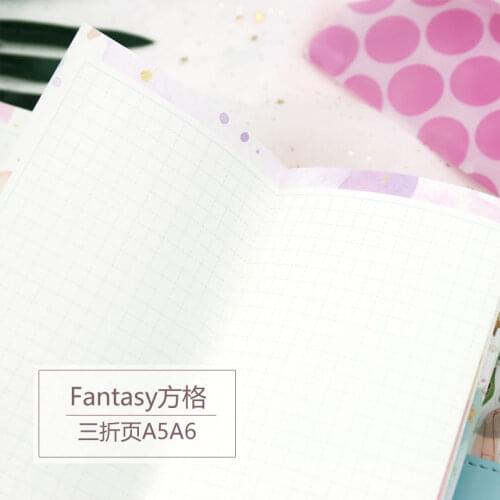 Yiwi Fantasy A5 A6 3 Folds 20 Sheets Grid 6 Holes Loose Leaf Notebook Spiral Planner Refill Inner Paper