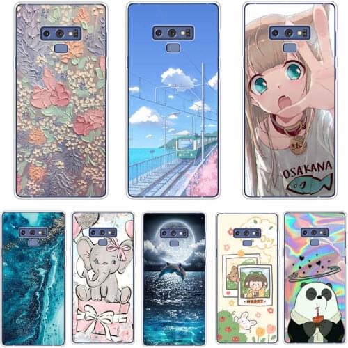 Case For Samsung Galaxy Note 9 phone cartoon back Cover For Samsung Note 9 Silicone case Coque Fundas flower