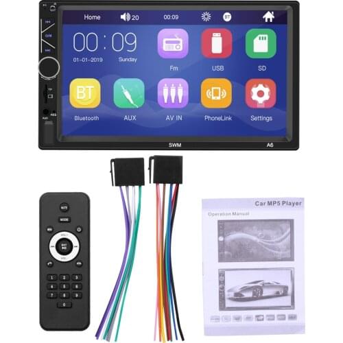 7 in Double Din Digital Media Car Stereo Receiver Bluetooth 5.0 Touch Screen Car Radio MP5 Player Support Rear/Front-View Camera