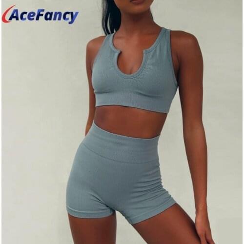 Women Two Piece Yoga Outfits ZC4319A Fitness Clothing Push Up Sports Bra and SweatProof Yoga Leggings Women Seamless Yoga Set