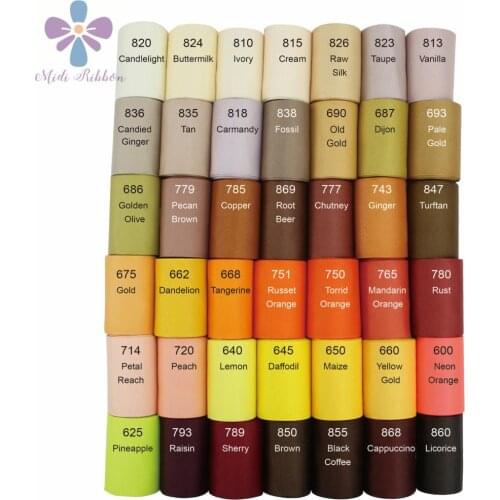 3"75mm Solid Grosgrain Ribbon 100yards/roll Ivory Orange Gold Series Dark Brown DIY Hair Bowknots Gift Pack Making
