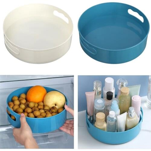 2 PCS Non-Slip Rotating Condiment Jar Storage Tray Table Top Bathroom Cosmetic Makeup Holder Organizer Plate Container