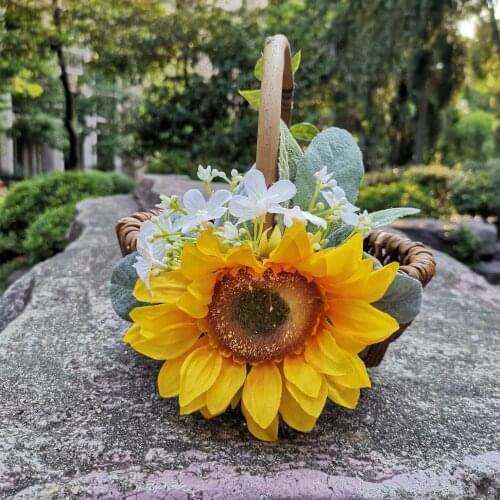 Rattan Flower Girl Basket Ceremony Basket Storage Candy Confetti Card Container Party Wedding Decoration Wedding Basket