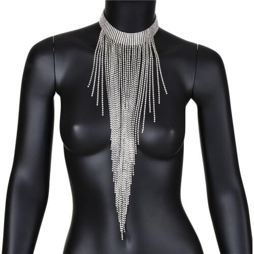 Fashion Brand Claw Crystal Choker Bling Necklace Women Rhinestone Tassel Statement Necklace Colliers Jewelry Necklace