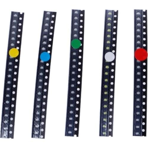 100 Pcs 5 Colors SMD 0805 LED Light Red Green Blue Yellow White Assotment Kit K5DB