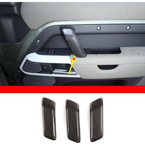 For Land Rover Defender 90 110 2020-2022 Real Carbon Fiber Interior Car Door Handle Cover Modification Accessories (Low version