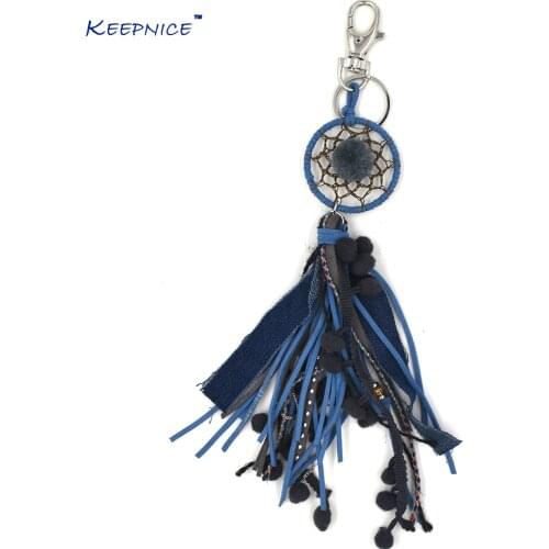 New Keychains womam Lanyards Keys Ring Key Finders Bag Rings Bag Chain Leather Tassel Pompoms dream catcher Pendant Keychains