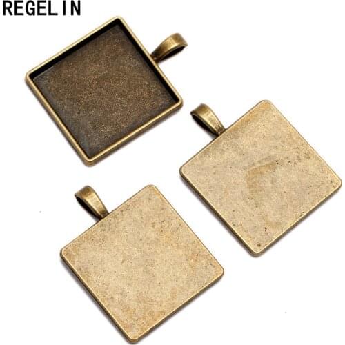 REGELIN 10pcs 25mm Necklace Pendant Setting Cabochon Cameo Base Tray Bezel Blank Fit 25mm Cabochons Jewelry Making Findings