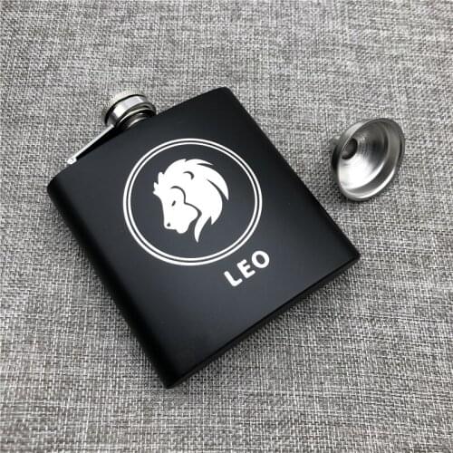 Personalized Customized 12 constellations Hip Flasks 6 Oz 170ml 304 Stainless Steel Alcohol Whiekey Vodka Flask With Funnel