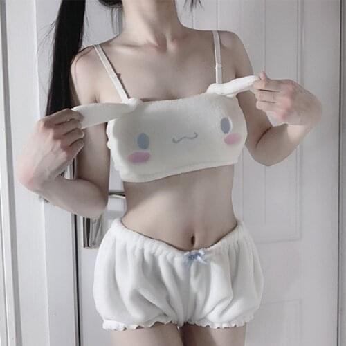 Y2k Kawaii Sexy Plush Clothes Woman Pajamas Sets Cartoon Anime Tops Shorts Underwear Sleepwear Suits Lolita Girls Camisole Tees