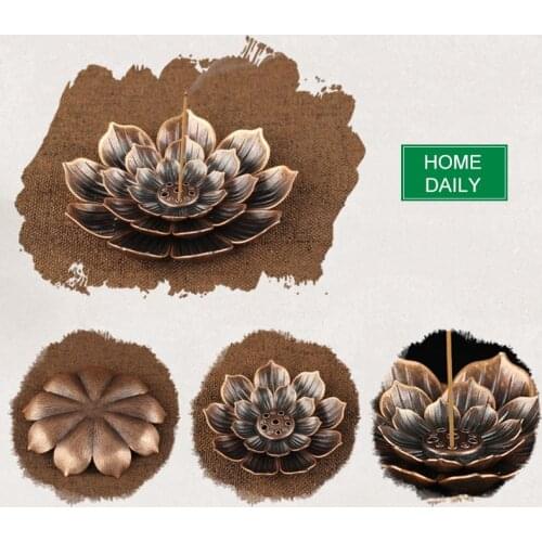 Zinc Alloy Incense Burner Plate Holder Buddhism Plate Lotus Censer Coil Buddhist Temples Yoga Studies Incense Burn Line