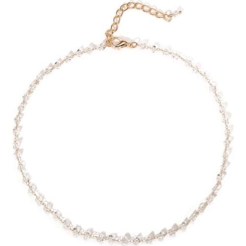 Simple Retro Crystal Beaded Necklace for Women Retro Beads Choker Short Chain Necklace Gothic Female Party Neck Jewelry Gift