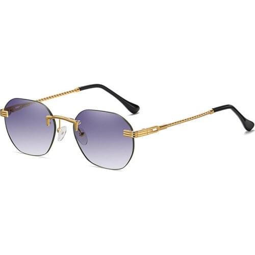 KAMMPT Punk Sunglasses Women Men Frameless Gradient Metal Temples Sun Glasses Retro High Quality Rock Eyeglasses UV400