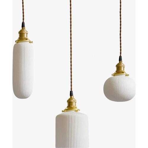 Japanese Style LED Pendant Lamp Living Room White ceramics Nordic Modern Hanging Lights Home Indoor Lighting Luminaire ZM1014