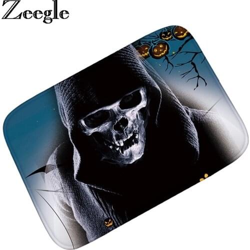 Zeegle Halloween Decorative Front Door Mat Flannel Hallway Rugs Anti-Slip Floor Mat Child Carpet Entrance Doormat Bedroom Carpet