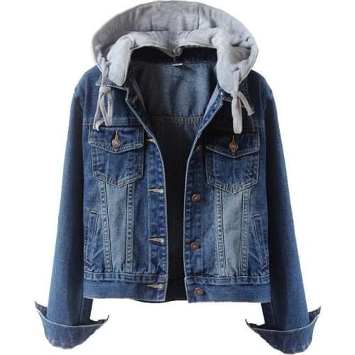 Women Denim Hooded Jacket Coat 2020 New Spring Autumn Korean Loose Ladies Jeans Jacket Casual Female Outerwear Short Tops J159