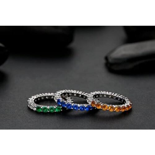 925 Sterling Silver 18K White Gold Plated Ring Half Circle Color 5A Zircons Charm Rings For Women Girl Engagement Party Matching