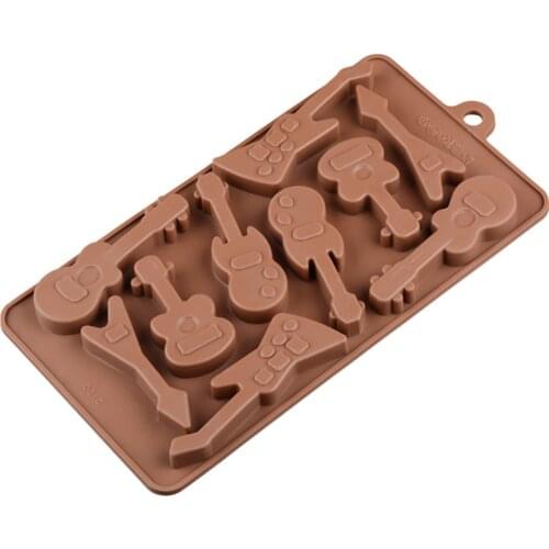 10 Cavity Guitar Shape Chocolate Silicone Mold Cake Decorating Tools Mousse Dessert Mould Guitar Cake Mold Chocolate Bakeware