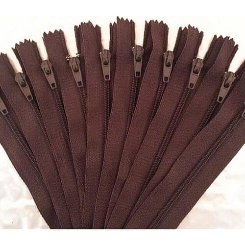 10 pcs. Coffee 40cm (16 inches) nylon coil, zipper, tailor, crafter and fgdqrs