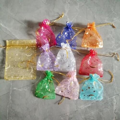 1000pcs Stars Moon Jewelry Bags Organza Gift Bags for Business Packaging Jewelry Accessories Small Sachet Drawstring Storage Bag