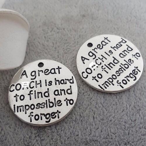 High Quality 20 Pieces/Lot Letter Printed A Great Is Hard To Find And Impossible To Forget Round Disc Charm Pendant