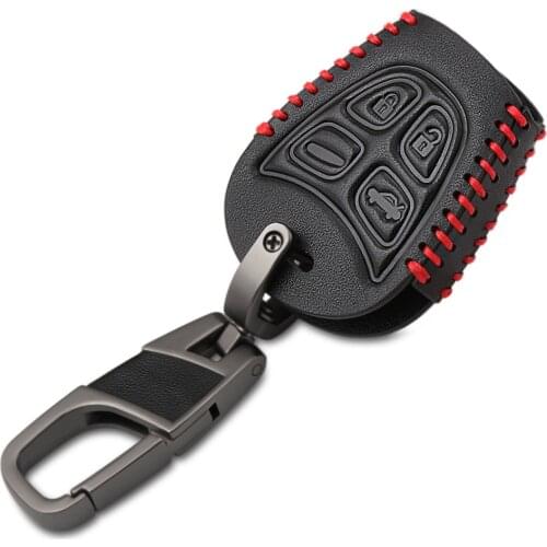 4 Buttons Genuine Leather car key case shell cover For SAAB 9-3 9-5 93 95 Blank Remote Car Key Shell Fob Case Cover