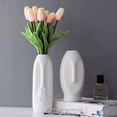 Nordic Ins Style Flower Vase Decoracion Salon Casa Home Decor Gift Living Room Decoration Creative Face Shapes Ceramic Medium