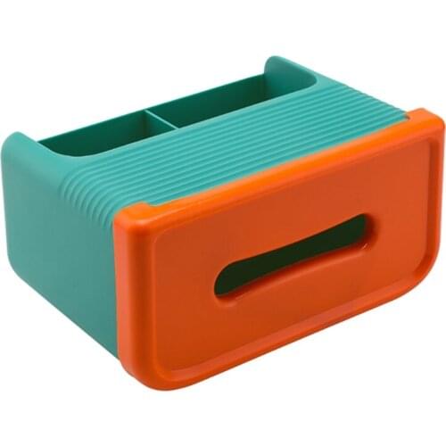 Desktop Tissue Box Cover Remote Control Holder Stationery Storage Case Organizer