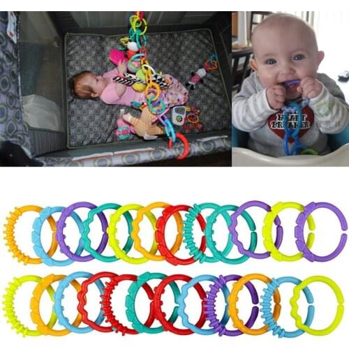 Baby Teething Ring Colorful Rainbow Rings Stroller Gift Decoration Toys 24Pcs 95AE