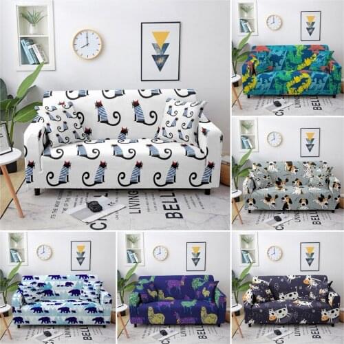 1-4 Seat Cartoon Animals Pattern Elastic Sofa Cover Fully-wrapped Sofa Slipcovers For Living Room Couch Cover Home Decor