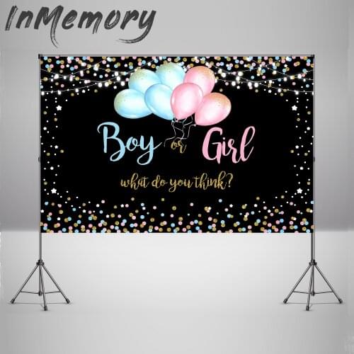 Boy or Girl Photography Backdrop Gender Reveal Kids Birthday Party Decoration Poster Bokeh Black Wall Photo Background Studio