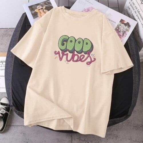 Good Trees Cartoon Print T-shirts Be Happy Letters Summer Female Clothes 2021 Short Sleeve O-neck Tees High Quality Camisetas