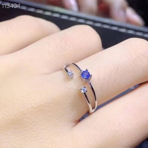 S925 silver Natural blue sapphire gem ring natural gemstone ring Elegant lovely Row slender woman wedding party gift jewelry