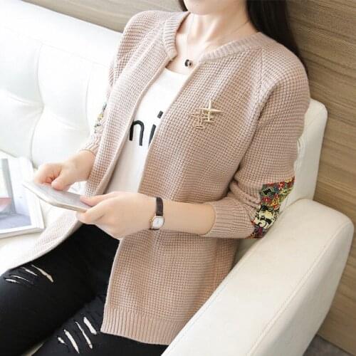 Jacket Womens spring and autumn new versatile long sleeve thin sweater womens cardigan short fabric sweater