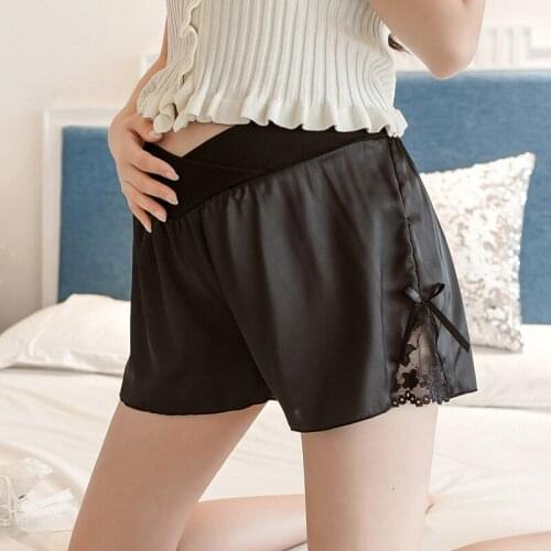 Summer Maternity Silk satin Loose For Pregnant Women Thin Maternity Short Loose Pregnancy Pants Pregnant Stomach Lift