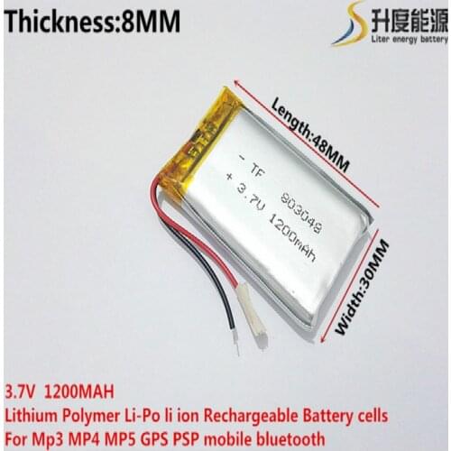 L energy 3.7V lithium polymer battery 803048 1200MAH GPS navigator game sound card