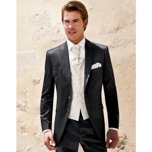 TOP SALE/New Design Black Groom Tuxedos Groomsmen Best Man Suit Men Wedding Suits Bridegroom Suit/cheap groom tuxedoswedding men