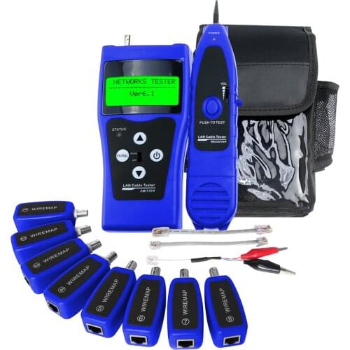 Multipurpose Digital LCD LAN Cable Tester with 8 Remote Identifier Testing 5E 6E Network Coaxial Telephone Line USB Cable