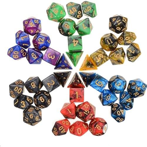 42pcs/set 6 Colors Polyhedral Dices For Dungeons & Dragons DND RPG Game Multi Sided Acrylic Dice with 6 Bag